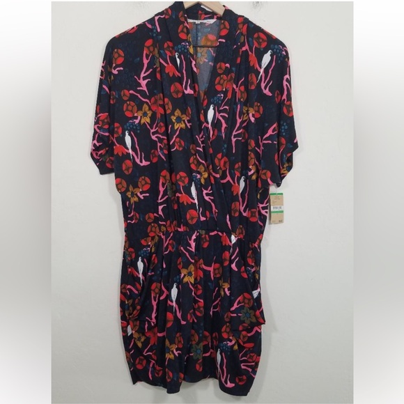 RACHEL Rachel Roy Dresses & Skirts - NWT RACHEL Rachel Roy 24 Hour Draped Dress Birds Floral Print with Pocket Size L